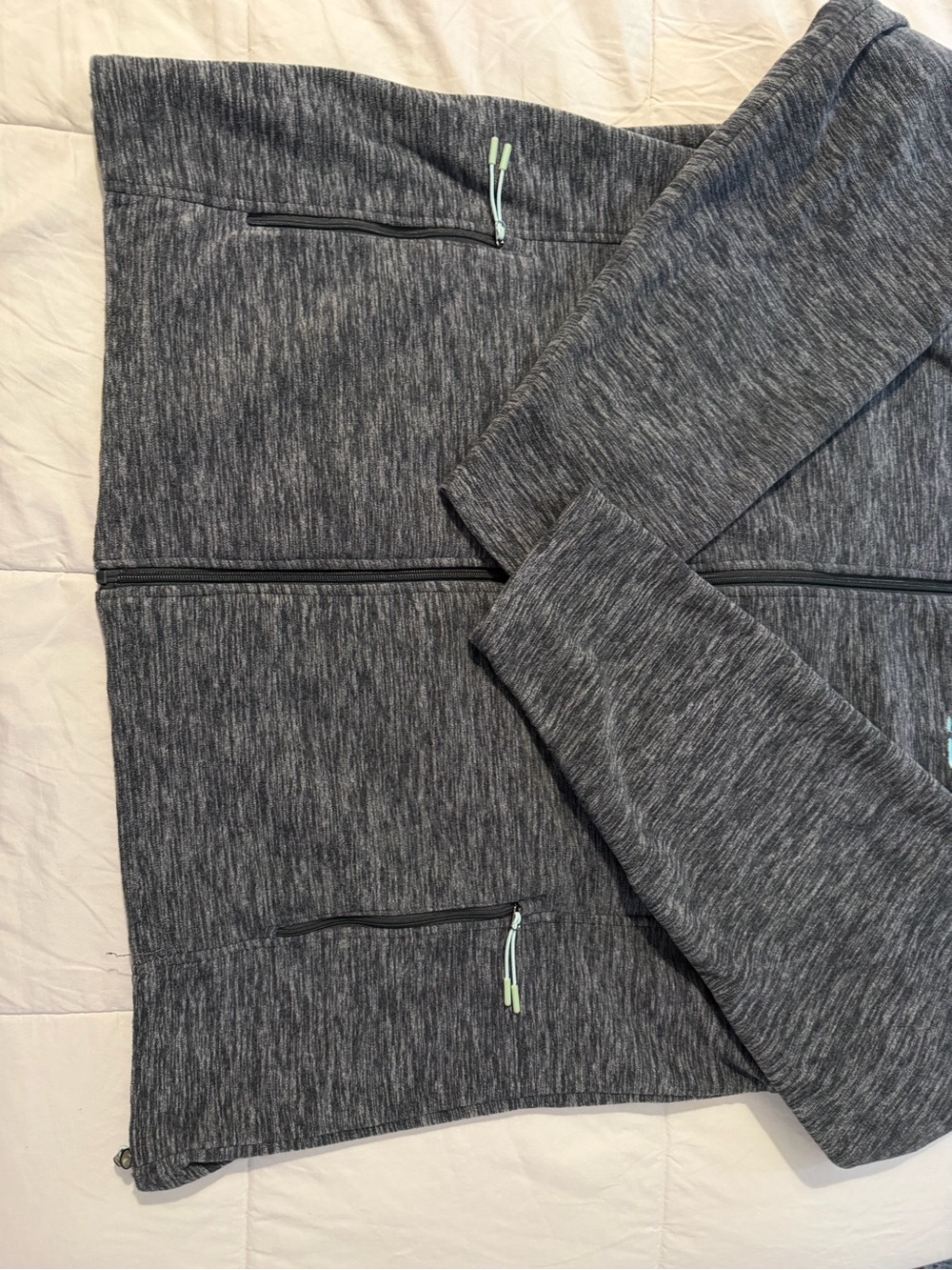 New Balance Charcoal Heather Full-Zip Hoodie with Mint Accents - Picture 3 of 5